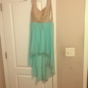 blue n gold prom dress